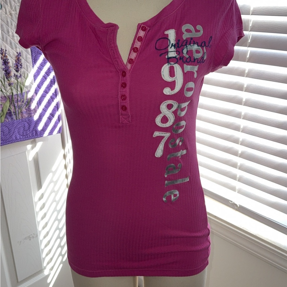 Aeropostale Pink Henley Top